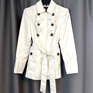 INC white belted short trench coat XS
